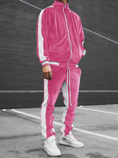 Luxe Velvet Tracksuit with Zip for Men - Mason