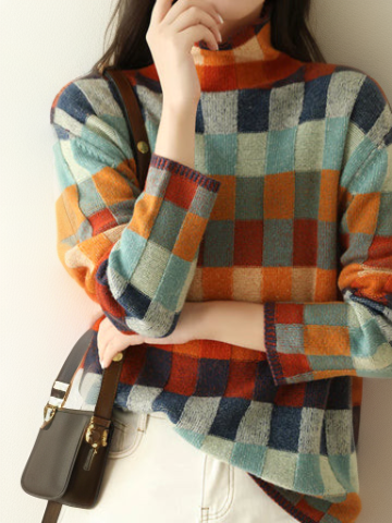 Luxurious Checked Women's Jumper - Eveline