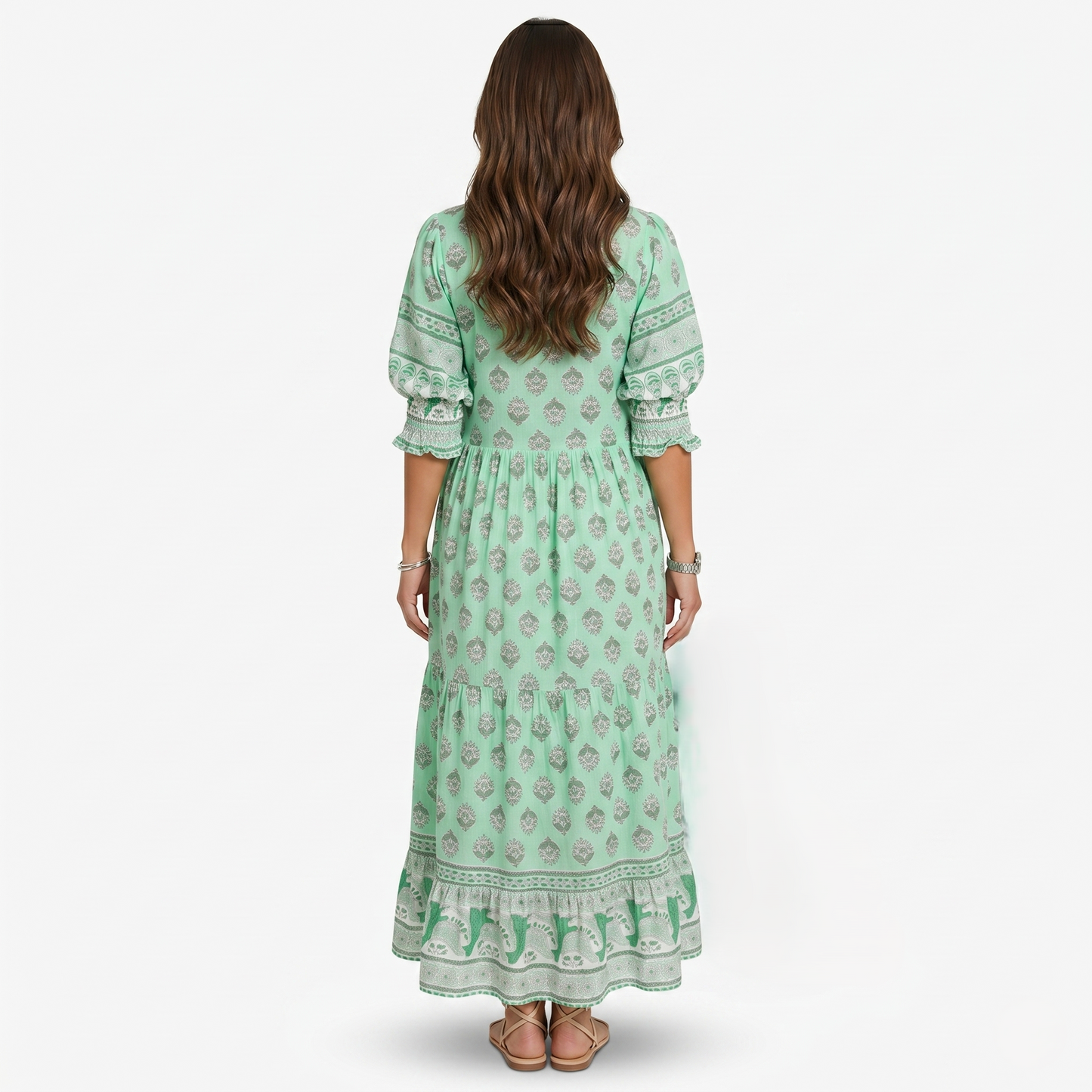 Maxi Dress Women’s Boho Print V-neck Tassel Detail