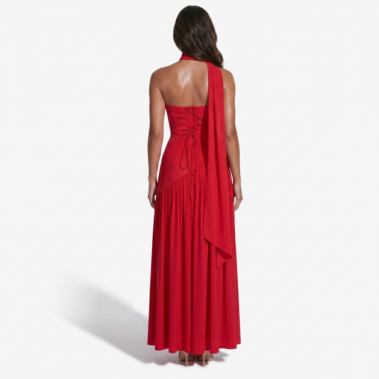 Maxi Dress Women's Strapless Corset Bodice Pleated Skirt Side Slit