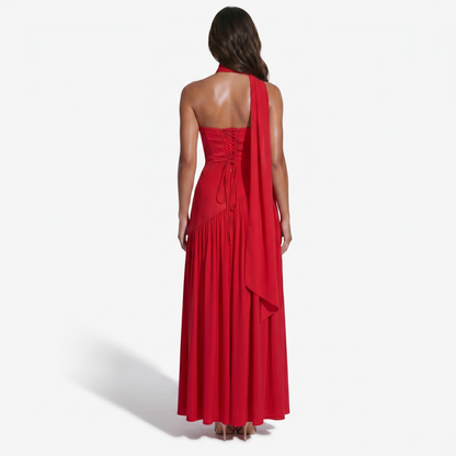 Maxi Dress Women's Strapless Corset Bodice Pleated Skirt Side Slit