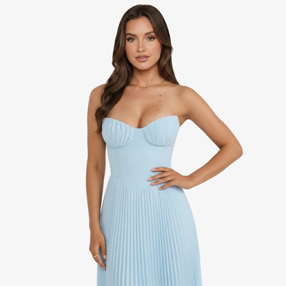Maxi Dress Women's Strapless Corset Bodice Pleated