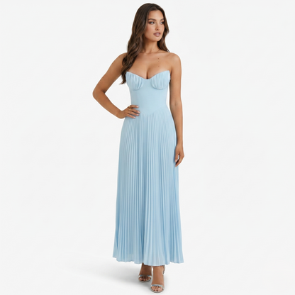 Maxi Dress Women's Strapless Corset Bodice Pleated