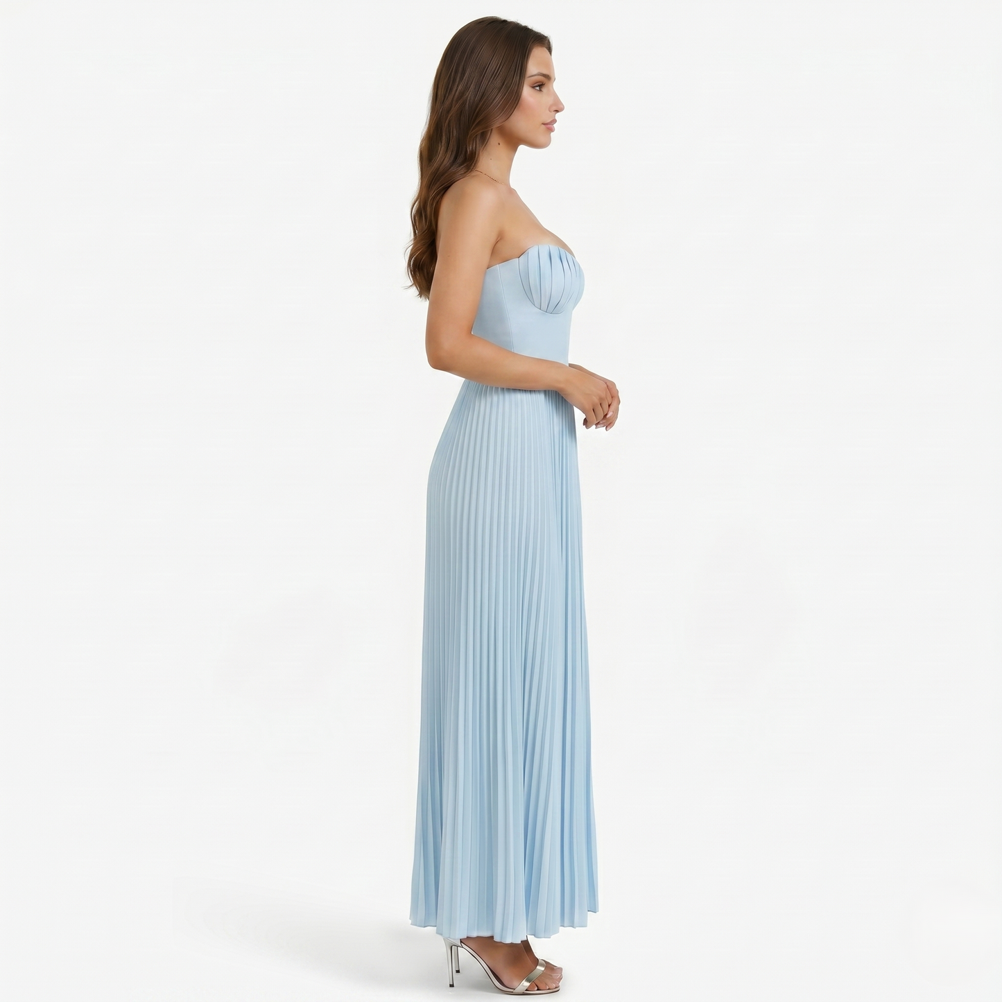 Maxi Dress Women's Strapless Corset Bodice Pleated