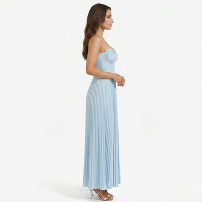 Maxi Dress Women's Strapless Corset Bodice Pleated