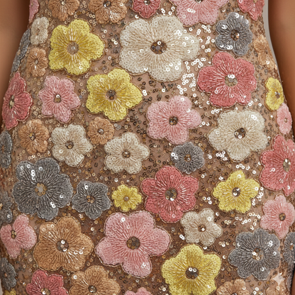 Fitted Maxi Dress Women’s Floral Print Sequin