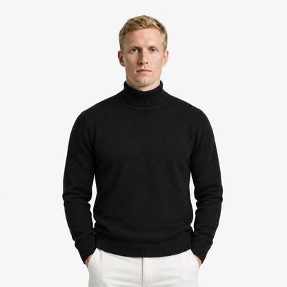 Men's Cashmere Blend Roll-Neck Jumper with Ribbed Finish