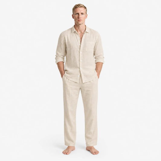 Men's Summer Two-Piece Set | Linen Shirt & Trousers