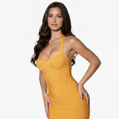 Midi Dress Women's Bandage Halter Bodycon