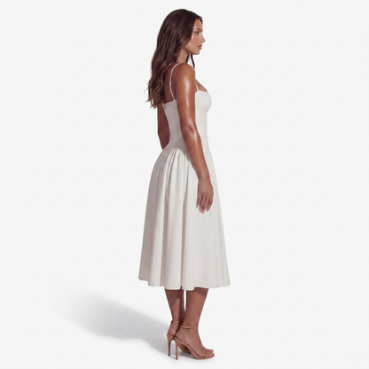 Midi Dress Women's Sweetheart Neckline Spaghetti Strap Pockets