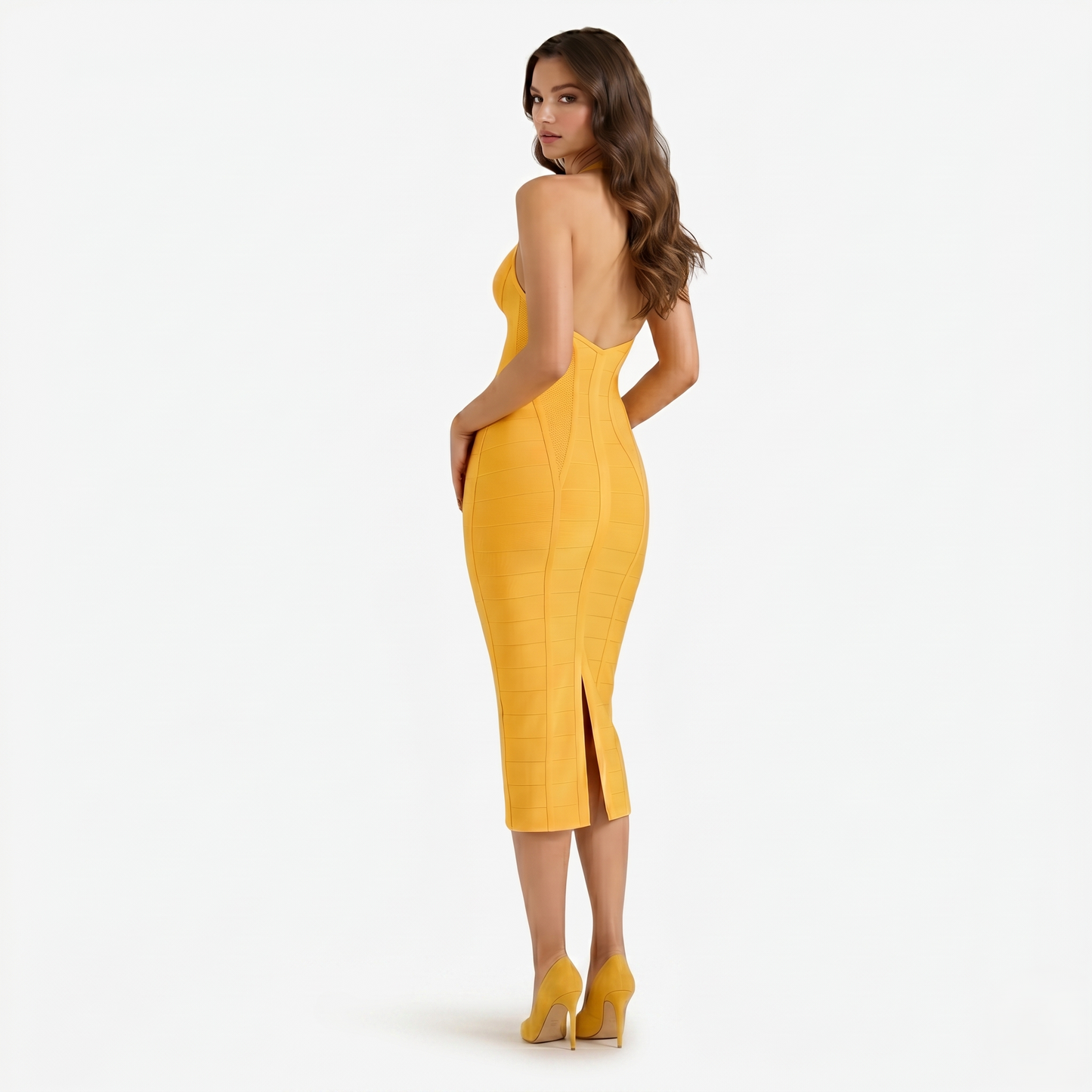 Midi Dress Women's Bandage Halter Bodycon