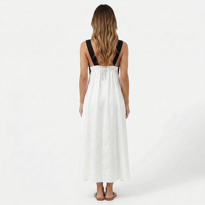 Maxi Dress Women's Color Block Crossover Neckline Sleeveless