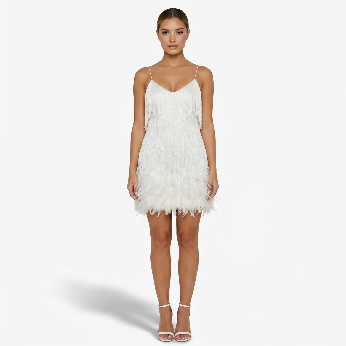 Mini Dress Women’s Sequin Fringe Feather Hem