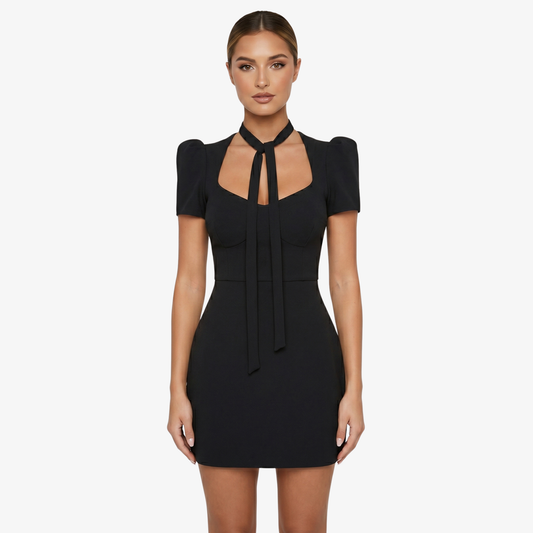 Mini Dress Women's Sweetheart Neck Puff Sleeve