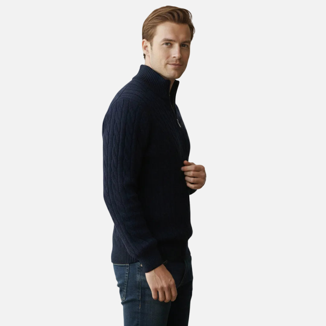 Mavenburry | Men’s Cable Knit Half Zip Sweater