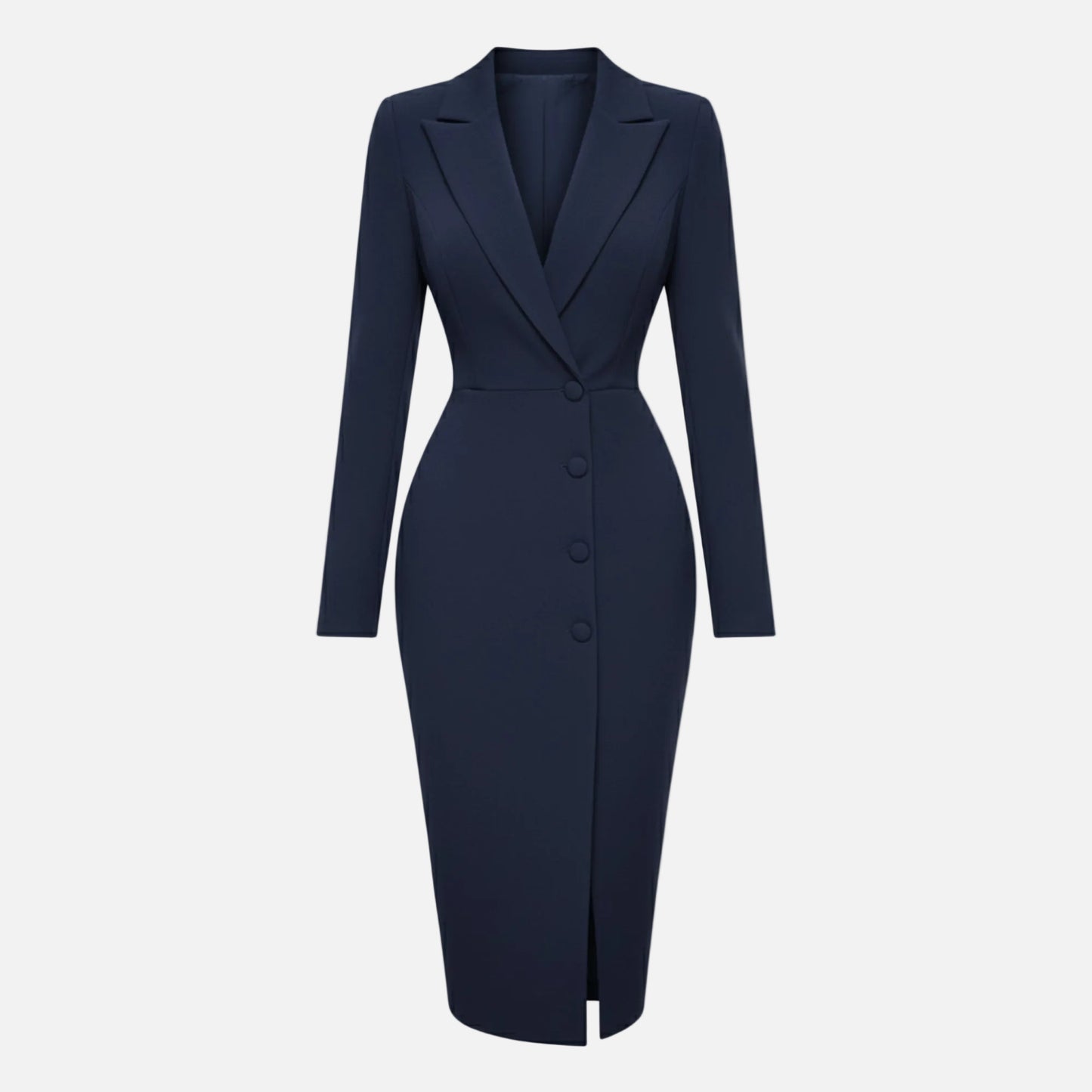 Blazer Midi Dress Women's Notch Lapel Long Sleeve
