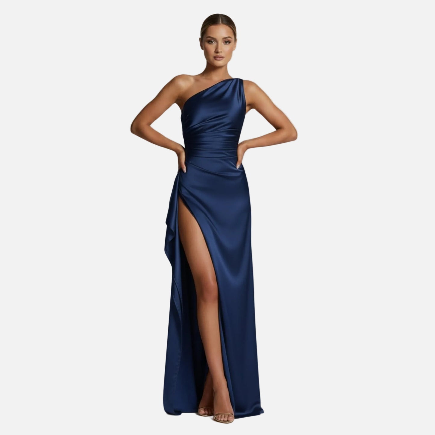 Maxi Dress Women's One Shoulder Satin Slit
