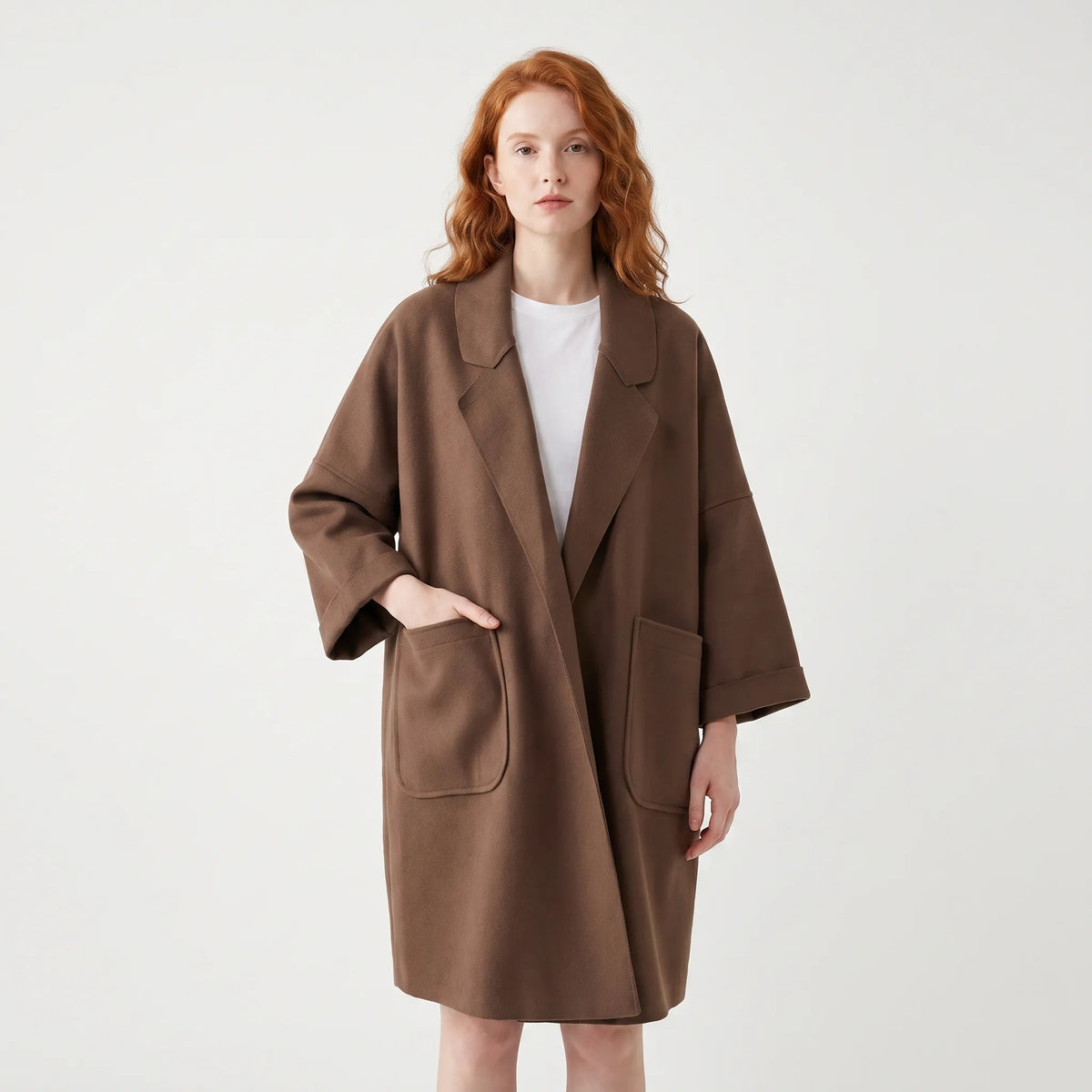 Oversized Wool Blend Trench Coat - Aura