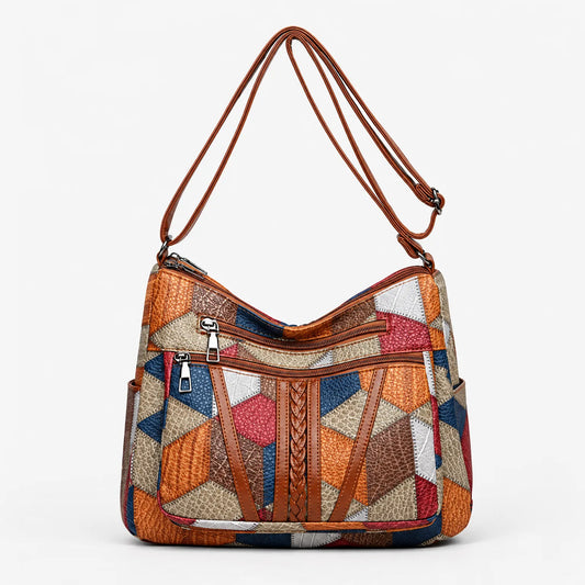 Patchwork Everyday Bag with Faux Leather Inserts
