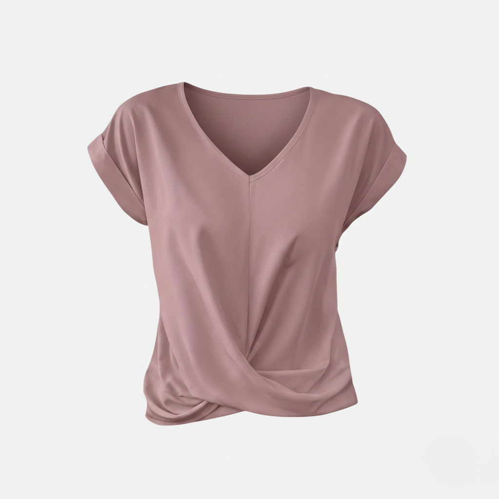 Blouse Women's V-neck Short Sleeve Twist Front