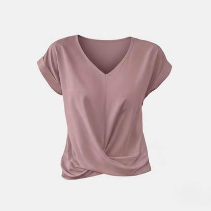 Blouse Women's V-neck Short Sleeve Twist Front