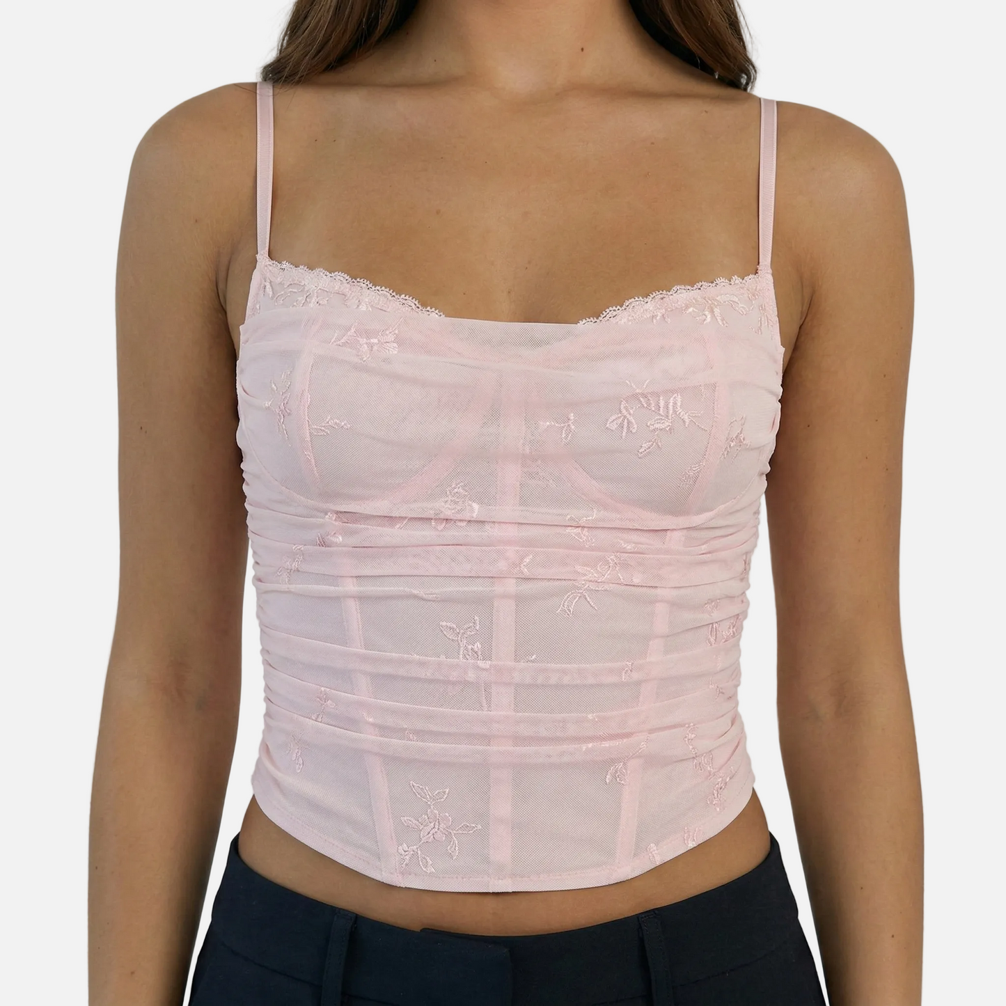 Camisole Top Women's Mesh Bustier Style Spaghetti Strap