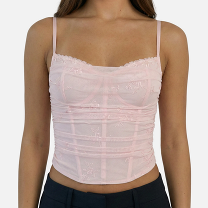 Camisole Top Women's Mesh Bustier Style Spaghetti Strap