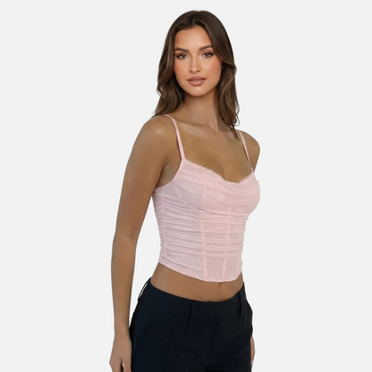 Camisole Top Women's Mesh Bustier Style Spaghetti Strap