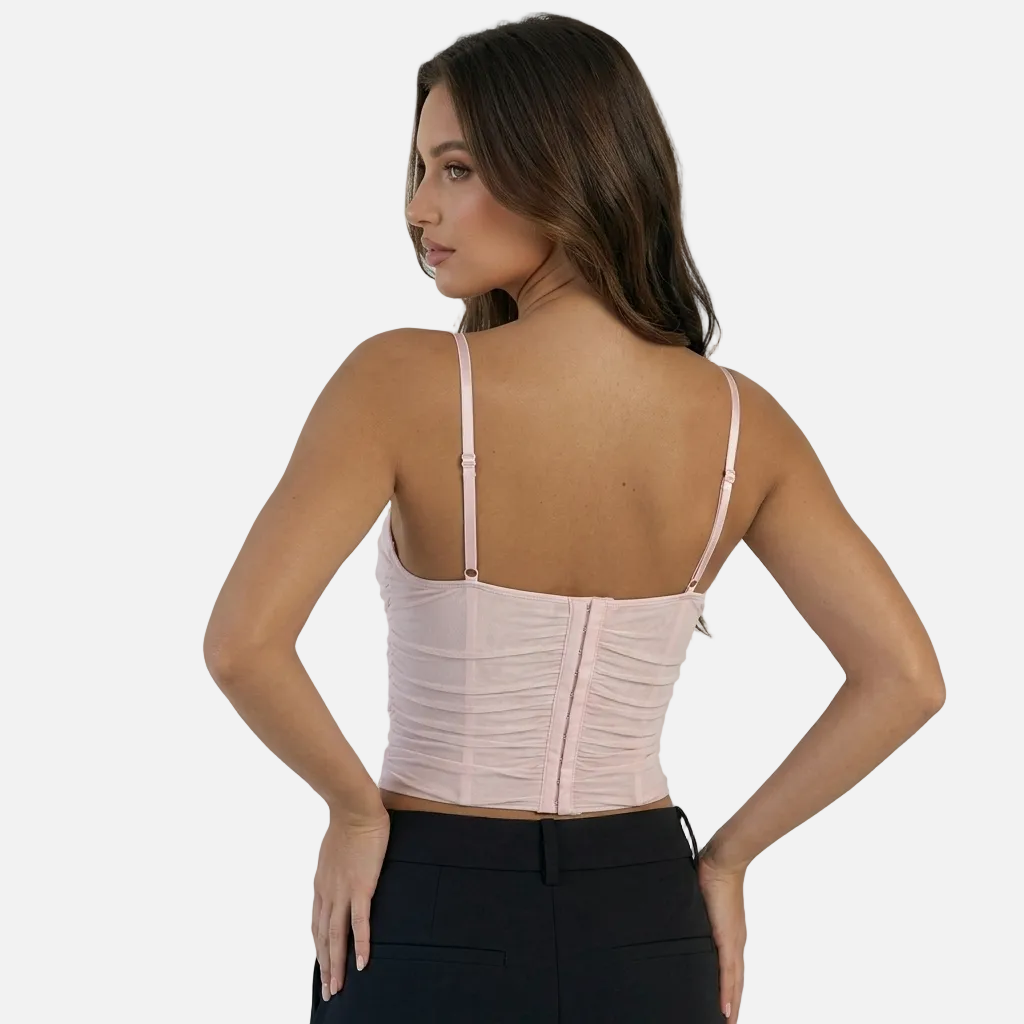 Camisole Top Women's Mesh Bustier Style Spaghetti Strap