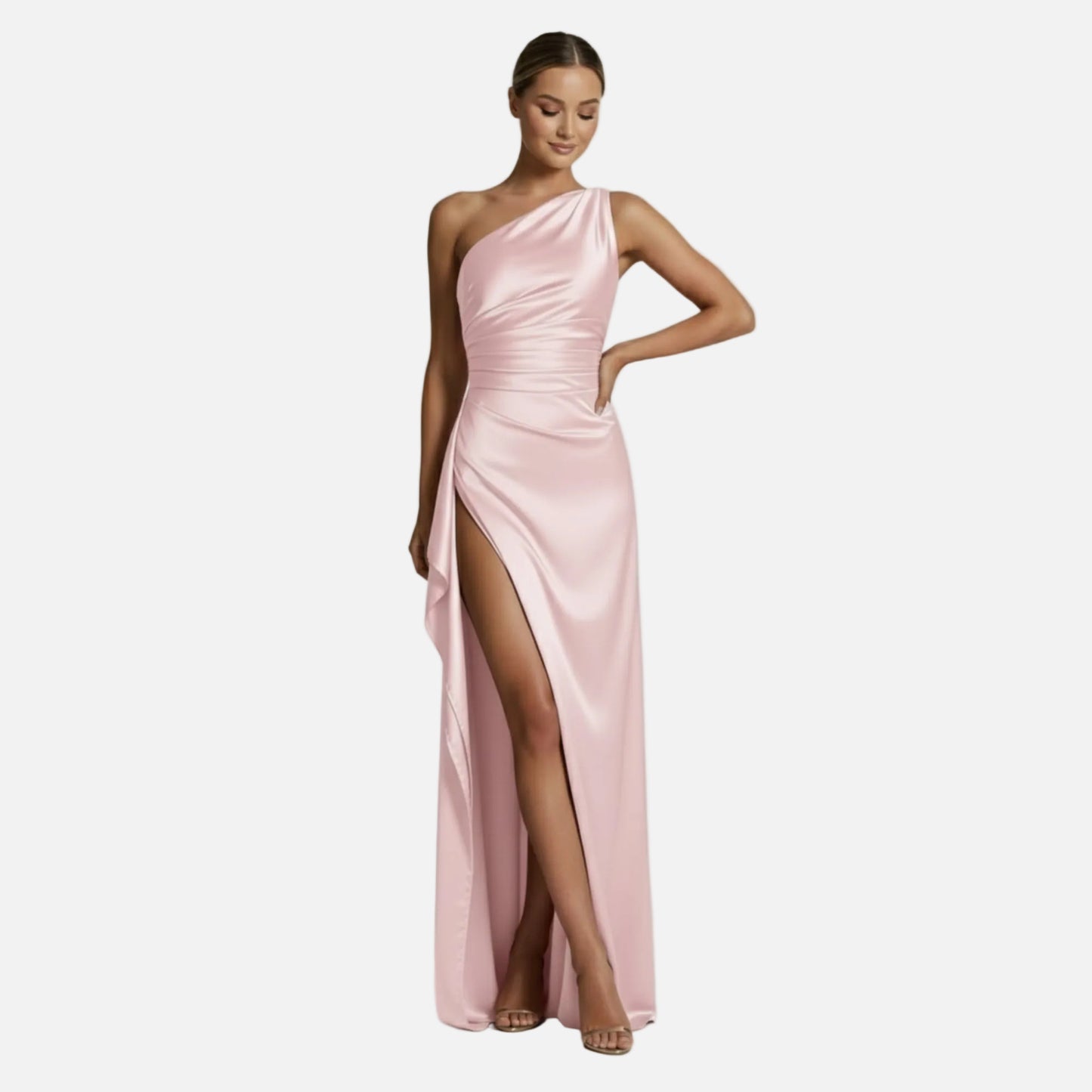 Maxi Dress Women's One Shoulder Satin Slit