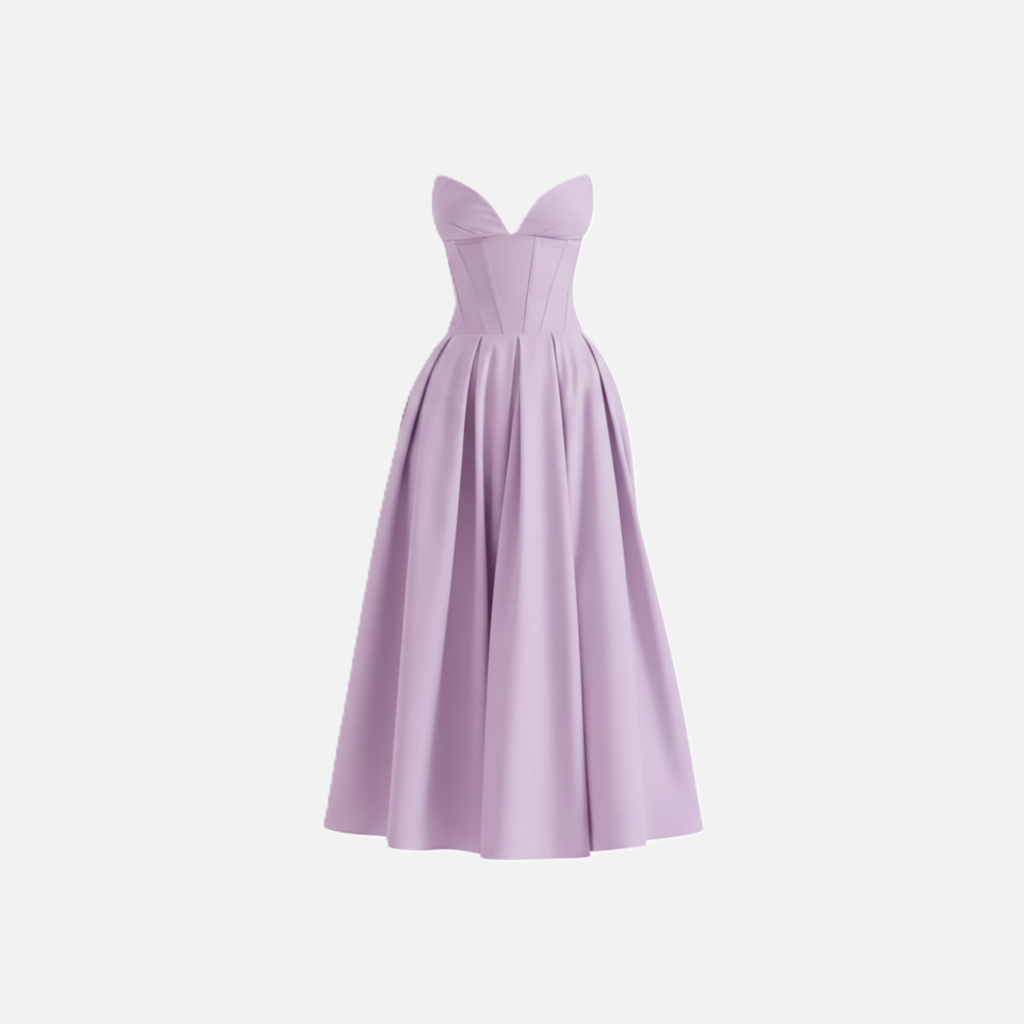 Midi Dress Women's Strapless Corset Bodice with Pockets
