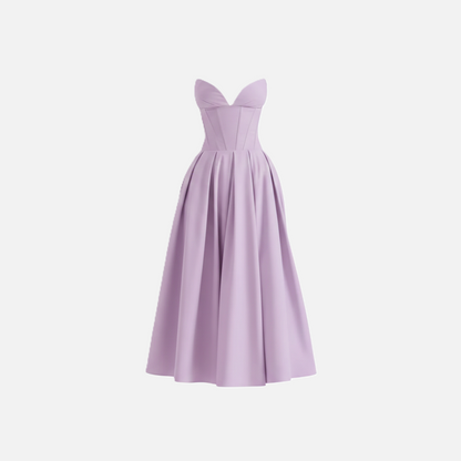 Midi Dress Women's Strapless Corset Bodice with Pockets