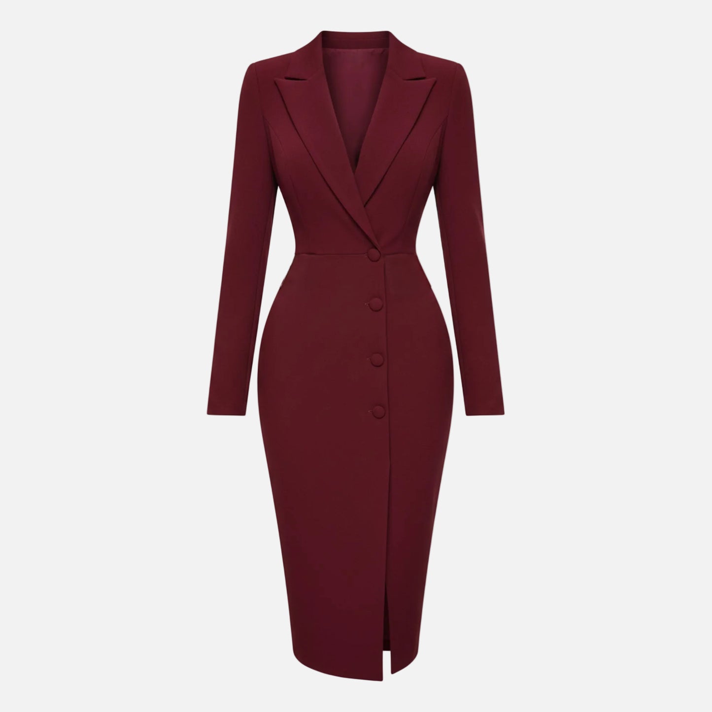 Blazer Midi Dress Women's Notch Lapel Long Sleeve