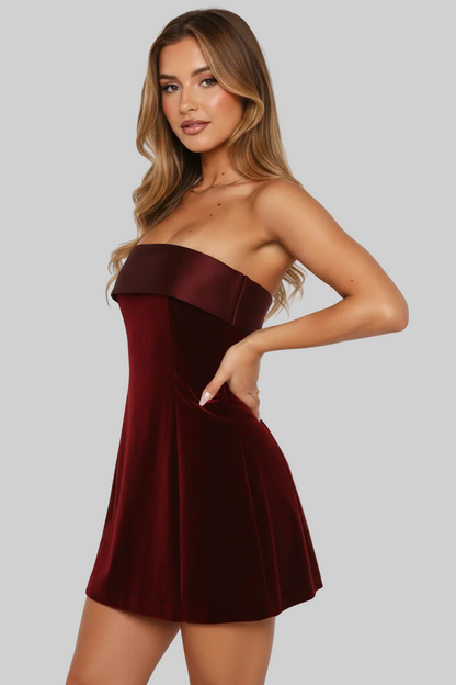 Mavenburry | Women’s Strapless Velvet Mini Dress