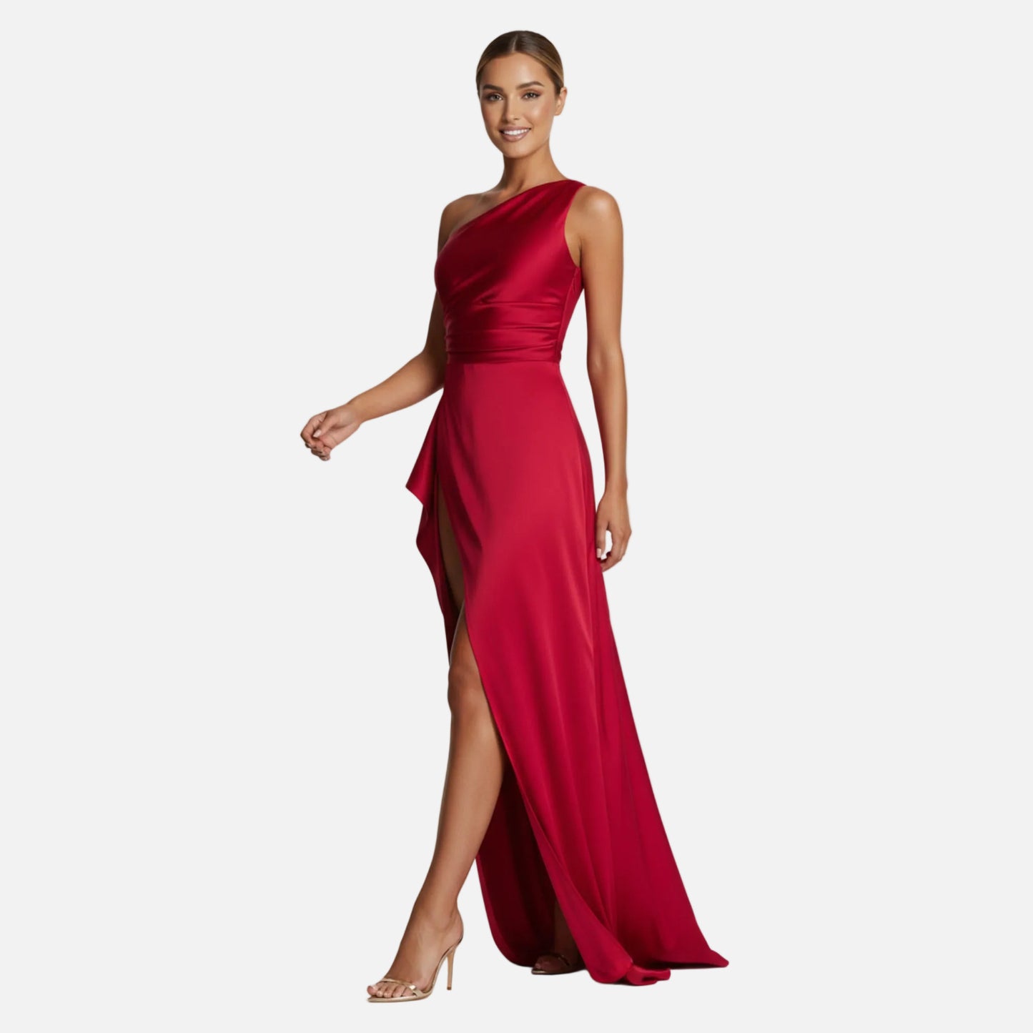 Maxi Dress Women's One Shoulder Satin Slit