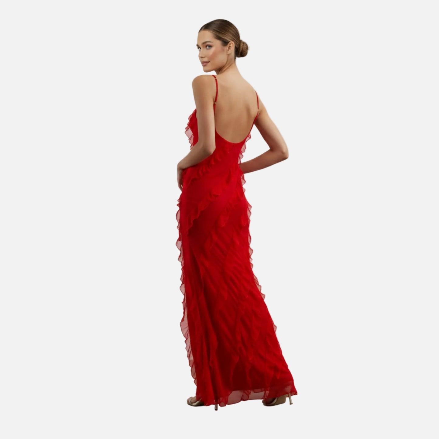 Maxi Dress Women's Chiffon Ruffle Spaghetti Strap
