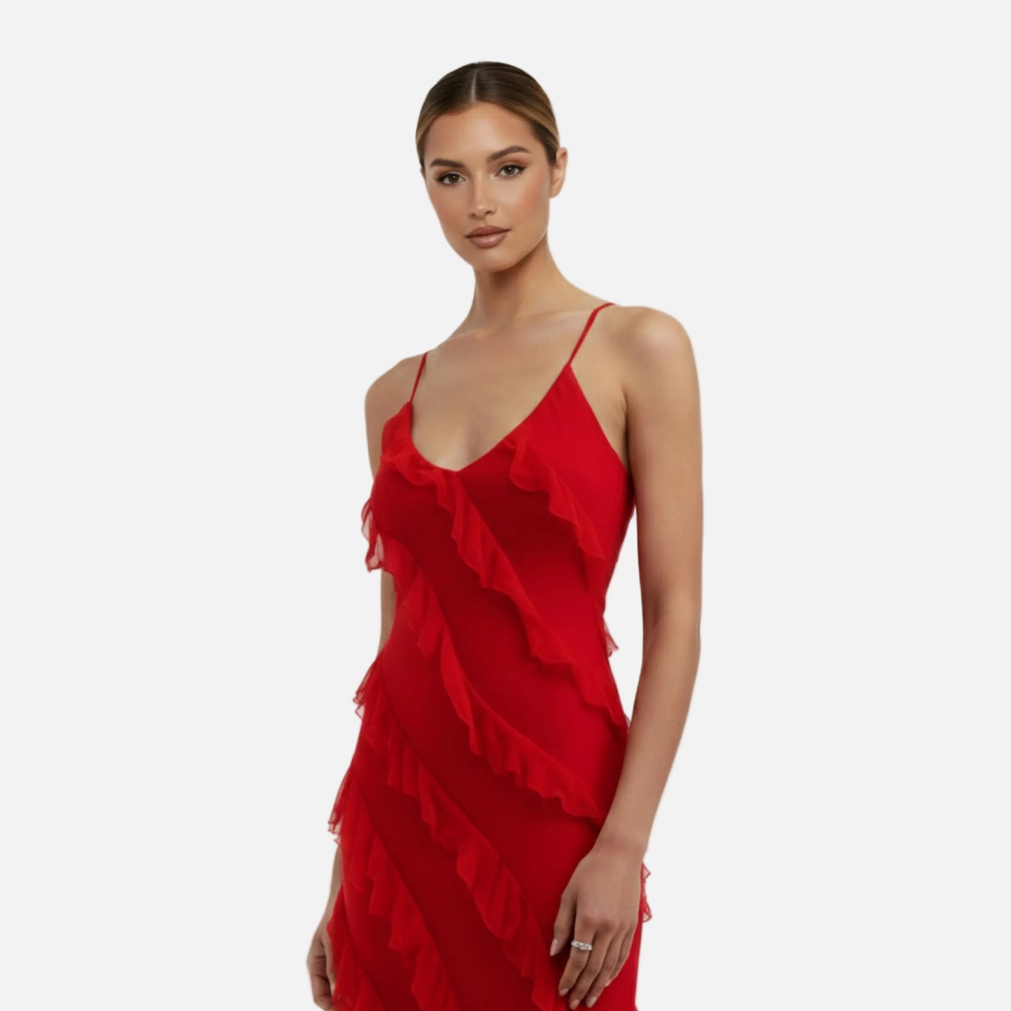 Maxi Dress Women's Chiffon Ruffle Spaghetti Strap