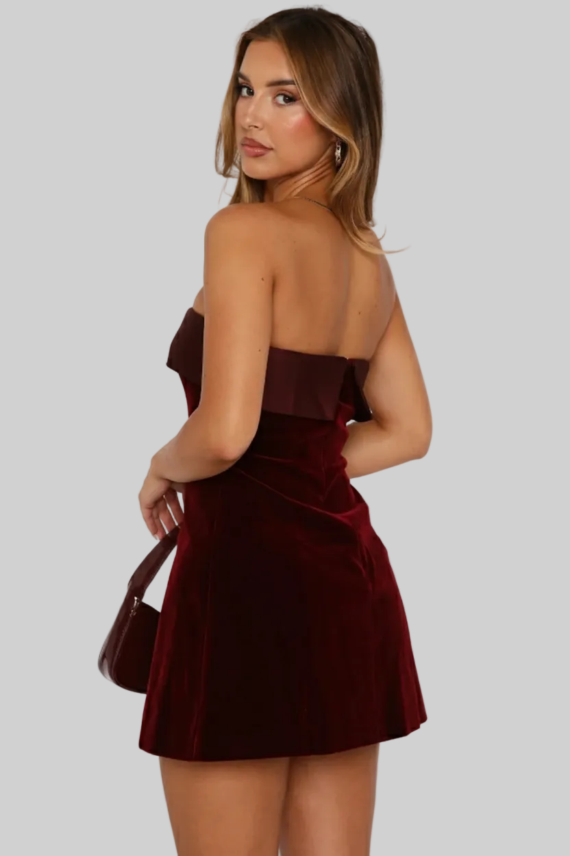 Mavenburry | Women’s Strapless Velvet Mini Dress