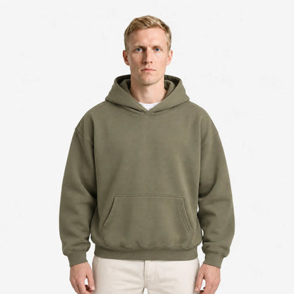 Relaxed Men's Pullover Hoodie With Kangaroo Pocket