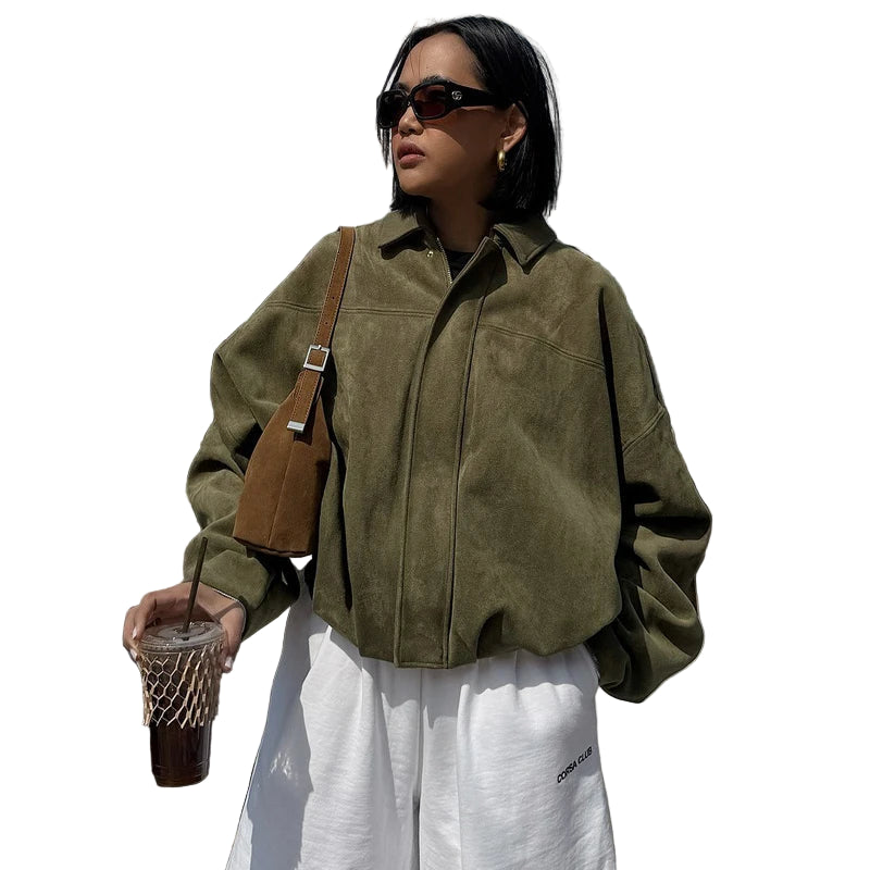 Suedine Bomber Jacket