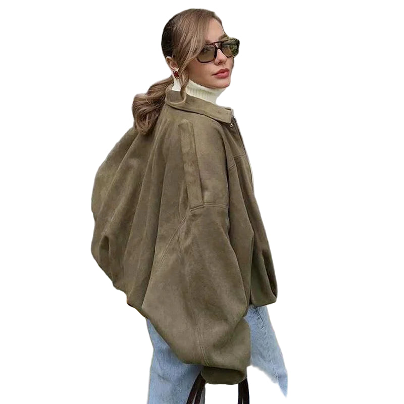 Suedine Bomber Jacket