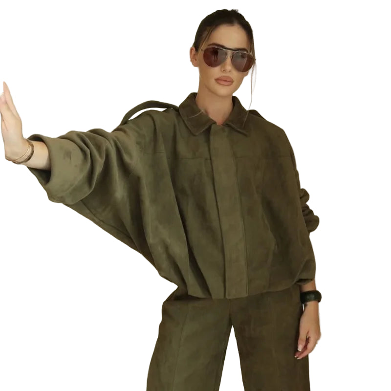 Suedine Bomber Jacket