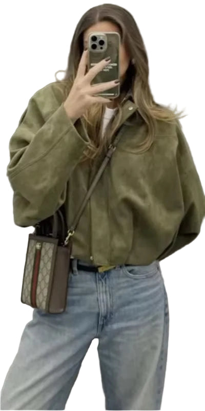 Suedine Bomber Jacket
