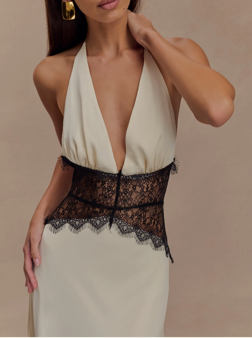 Mavenburry | Lucy Lace & Satin Maxi Dress