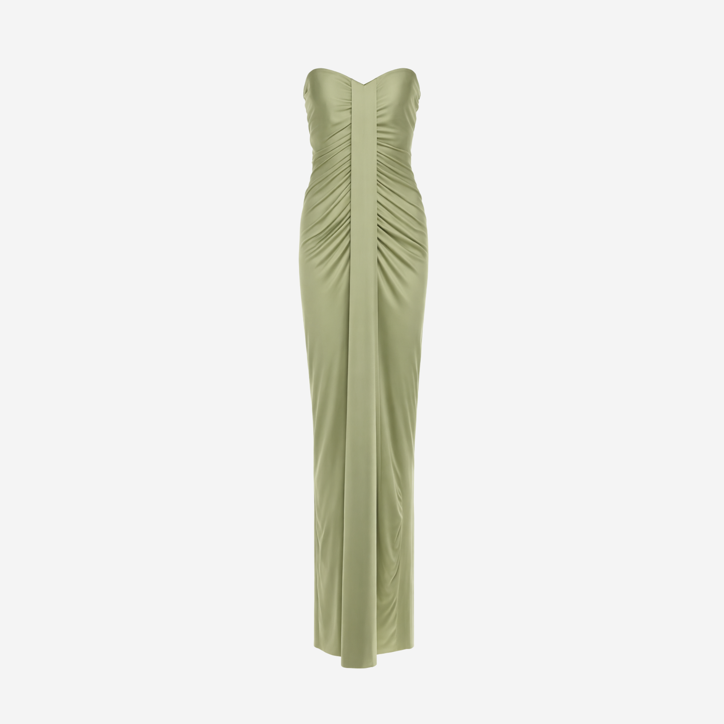 Strapless Maxi Dress Women's Ruched Bodycon Draped Front