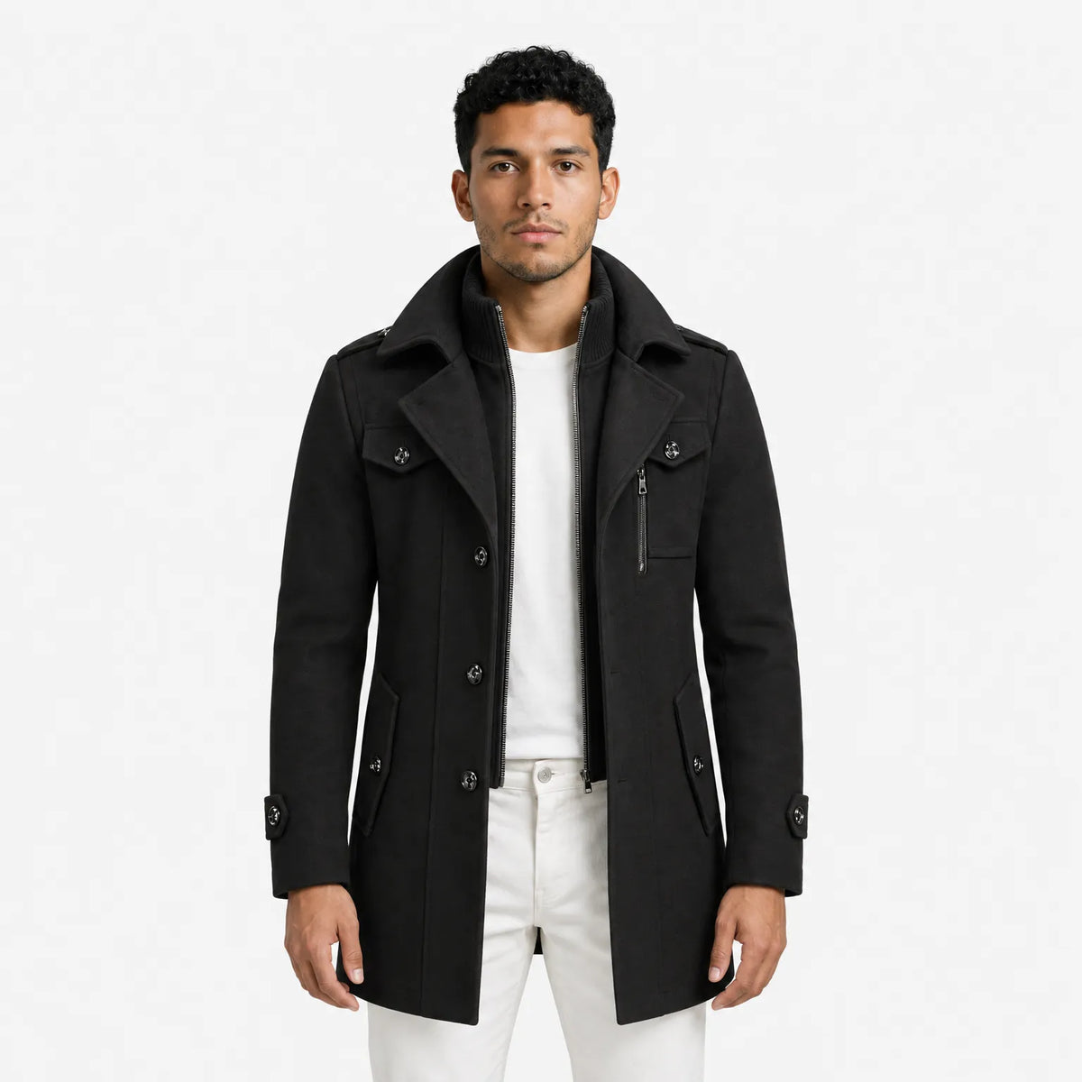 Stylish Men's Coat with Double Collar - Milan