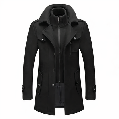Stylish Men's Coat with Double Collar - Milan