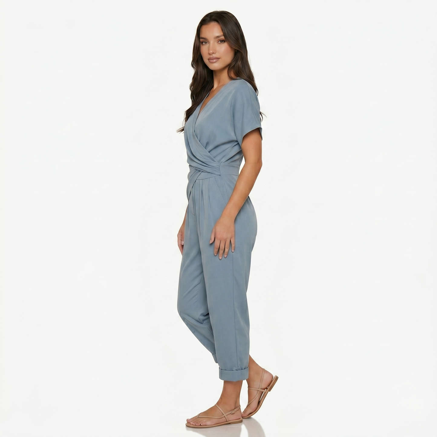 Two Piece Set Women’s Wrap Top and Cropped Trousers