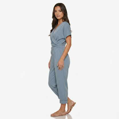 Two Piece Set Women’s Wrap Top and Cropped Trousers
