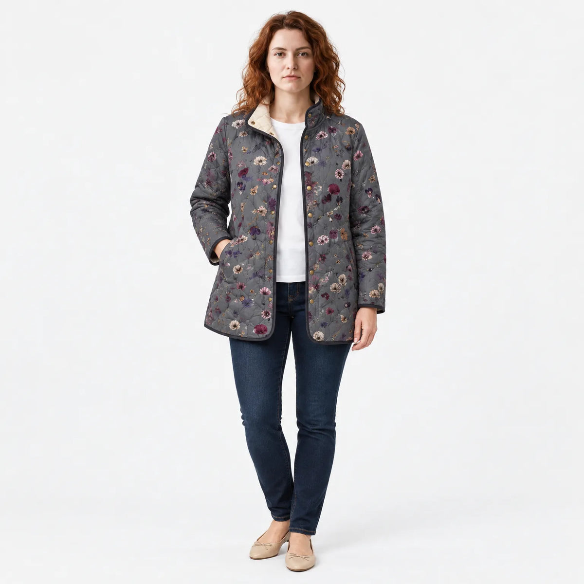 Vintage Floral Quilted Jacket - Lightweight Padded Coat